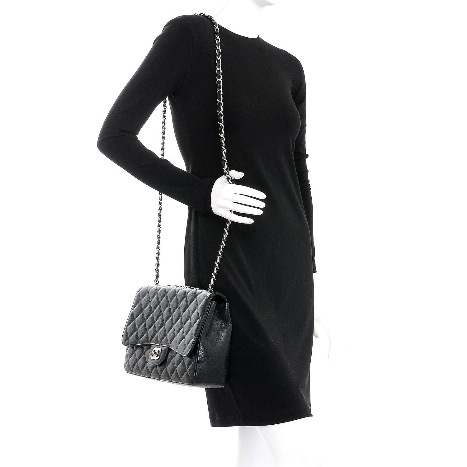 Chanel Caviar Quilted Jumbo Single Flap Black 2 of 10