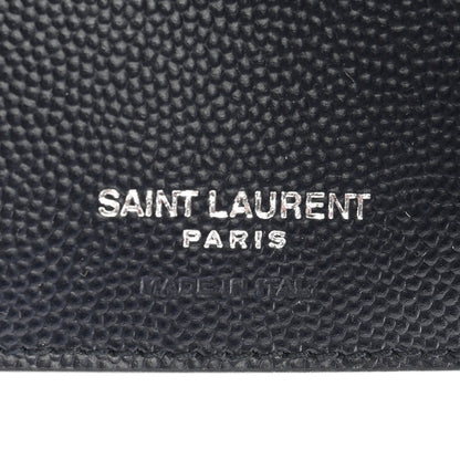 Saint Laurent Grain De Poudre Matelasse Chevron Monogram Compact Tri Fold Wallet Deep Marine 6 of 8