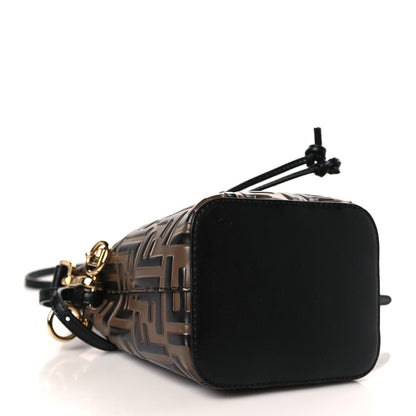 Fendi Vitello Liberty F is Fendi Bi-Color FF 1974 Embossed Mini Mon Tresor Bucket Bag Maya Black 4 of 9