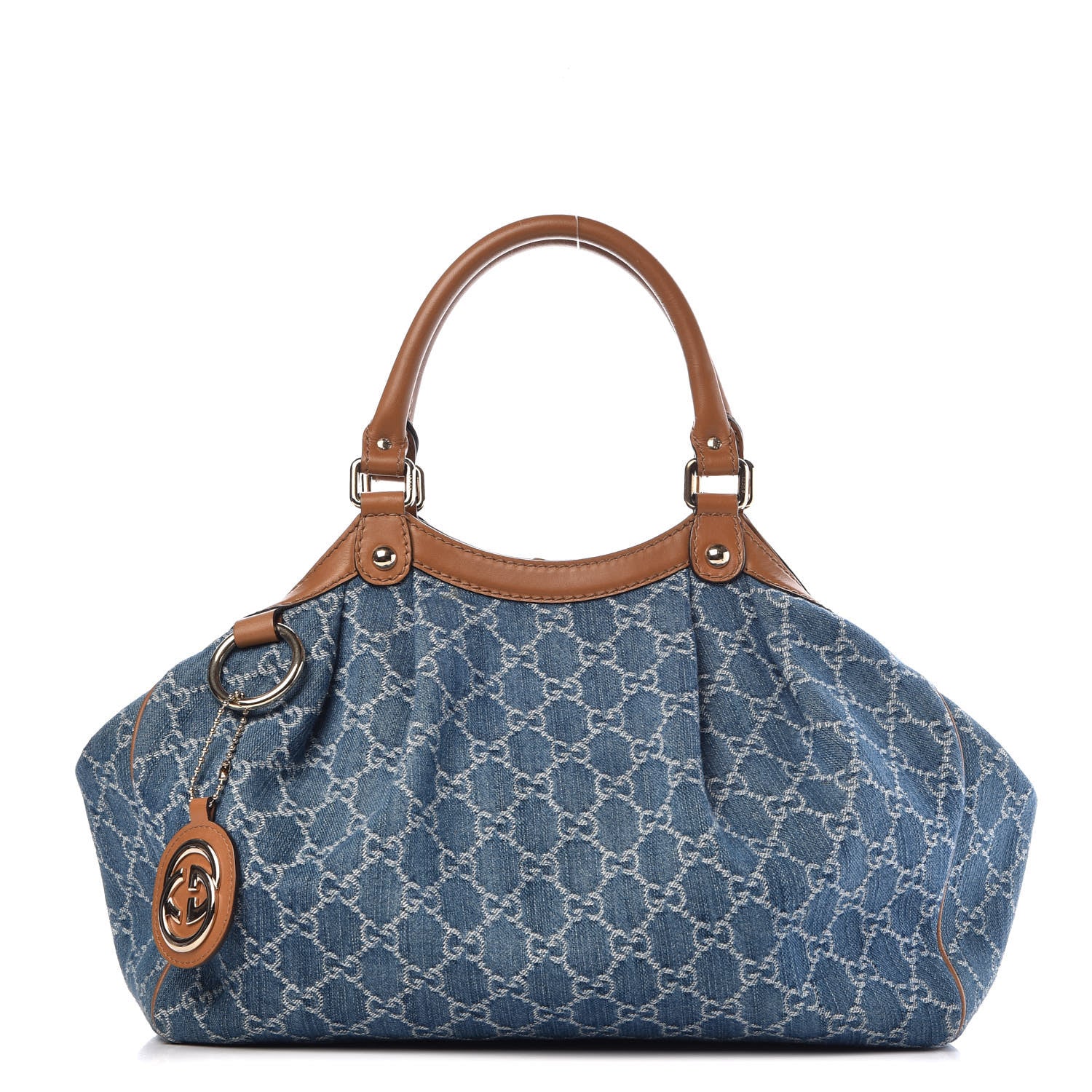 Gucci Denim Monogram Medium Sukey Tote Blue 1 of 10