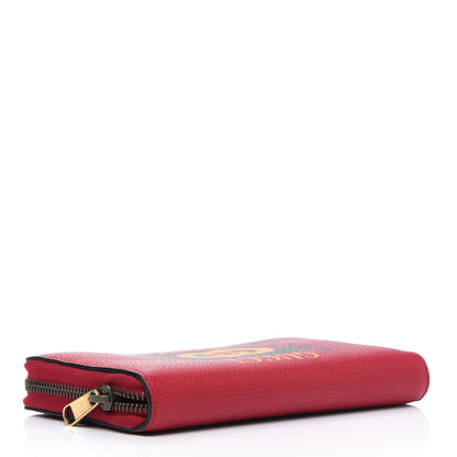 Gucci Cripto Calfskin Interlocking G Logo Zip Around Wallet Hibiscus Red Giallo Black Green Red 4 of 15