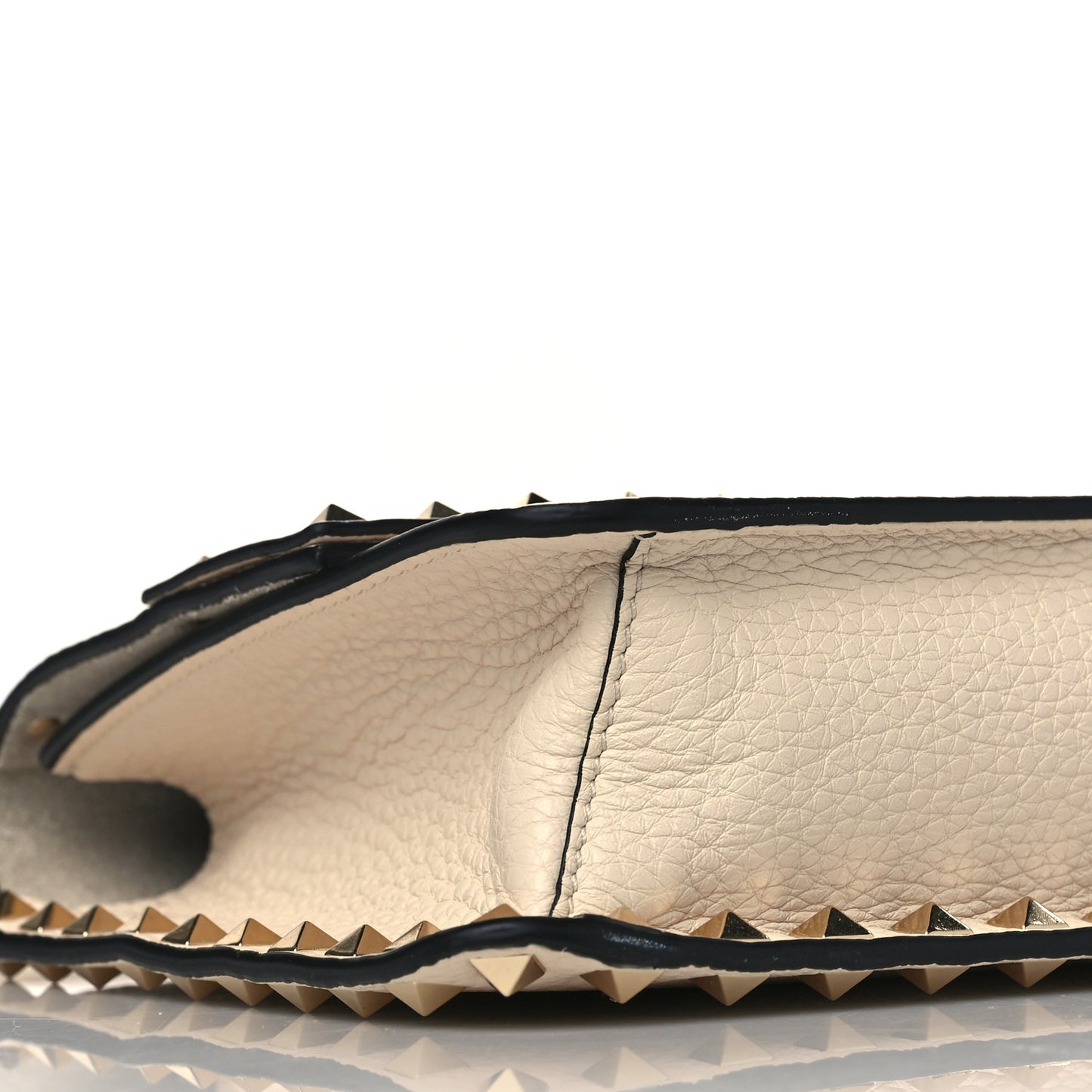 Grained Calfskin Small Rockstud Flap Crossbody Bag Light Ivory