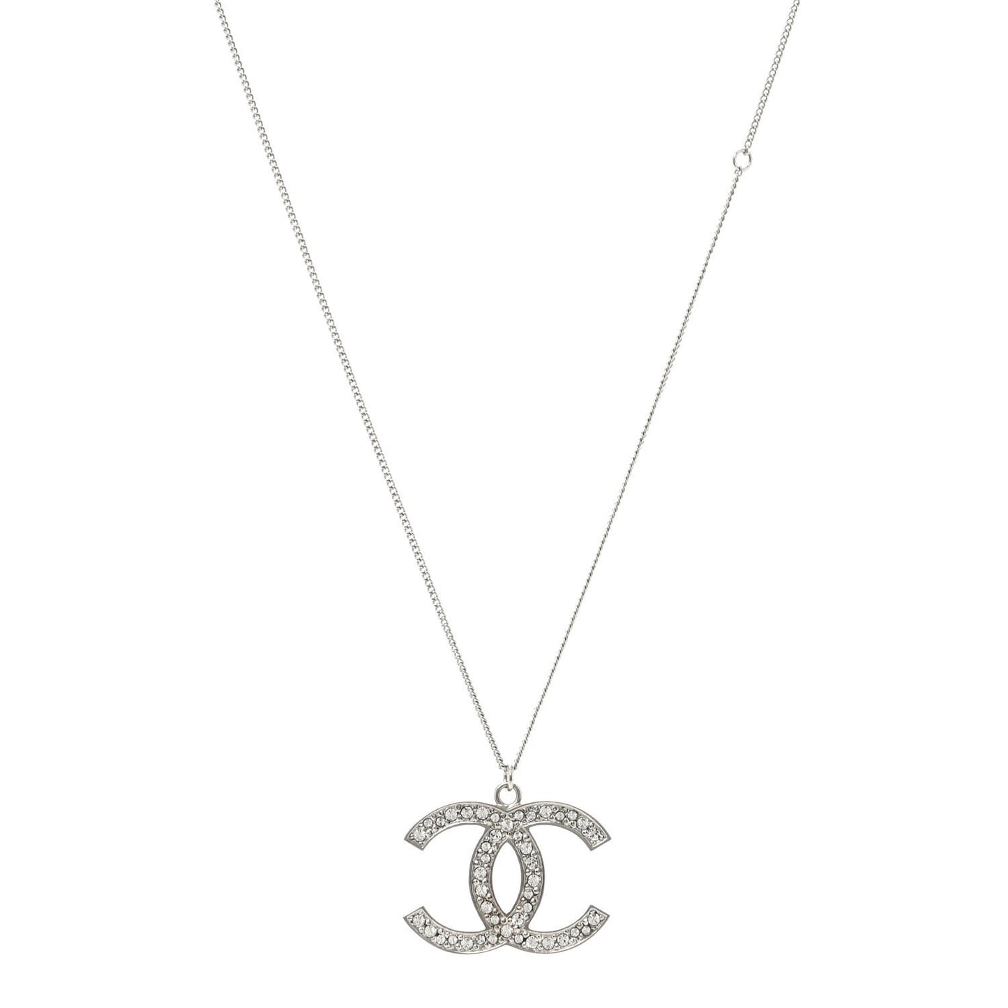 Crystal CC Pendant Necklace Silver