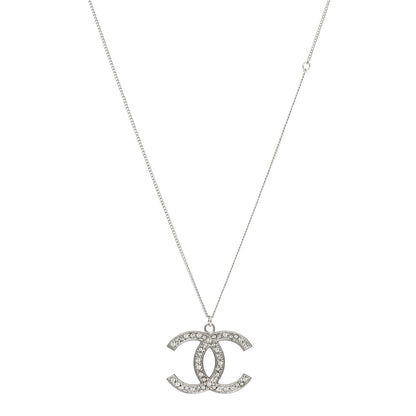 Chanel Crystal CC Pendant Necklace Silver 1 of 5