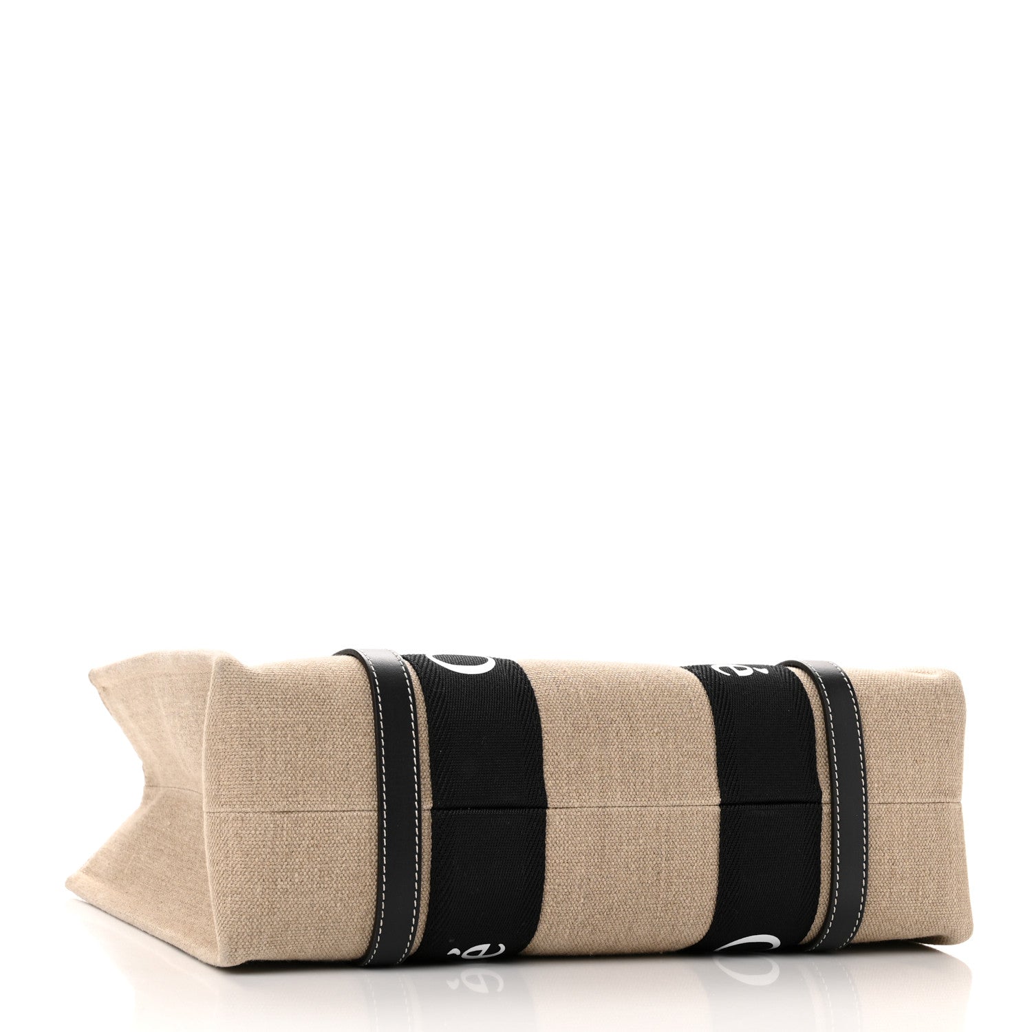 Chloe Linen Calfskin Medium Woody Ribbon Tote Black Blue 4 of 9