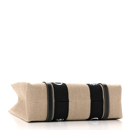 Chloe Linen Calfskin Medium Woody Ribbon Tote Black Blue 4 of 9