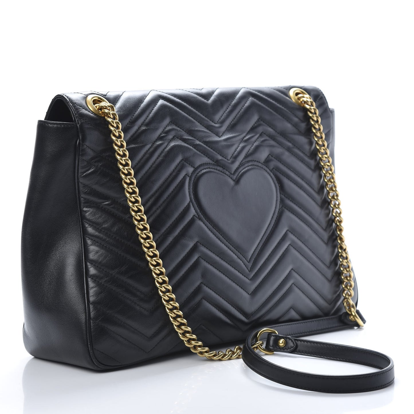 Calfskin Matelasse Large GG Marmont Shoulder Bag Black