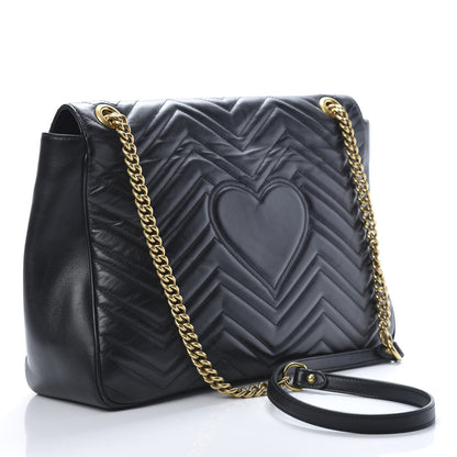 Gucci Calfskin Matelasse Large GG Marmont Shoulder Bag Black 3 of 20