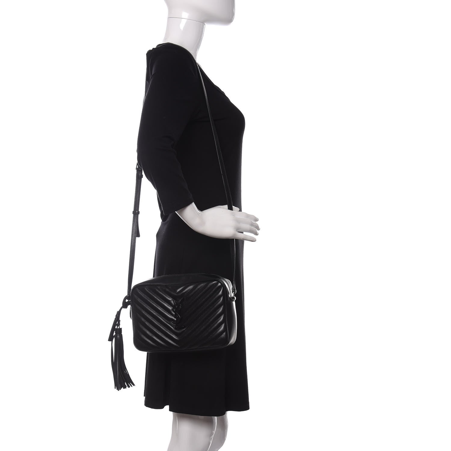 Saint Laurent Calfskin Matelasse Monogram Lou Camera Bag Black 2 of 10