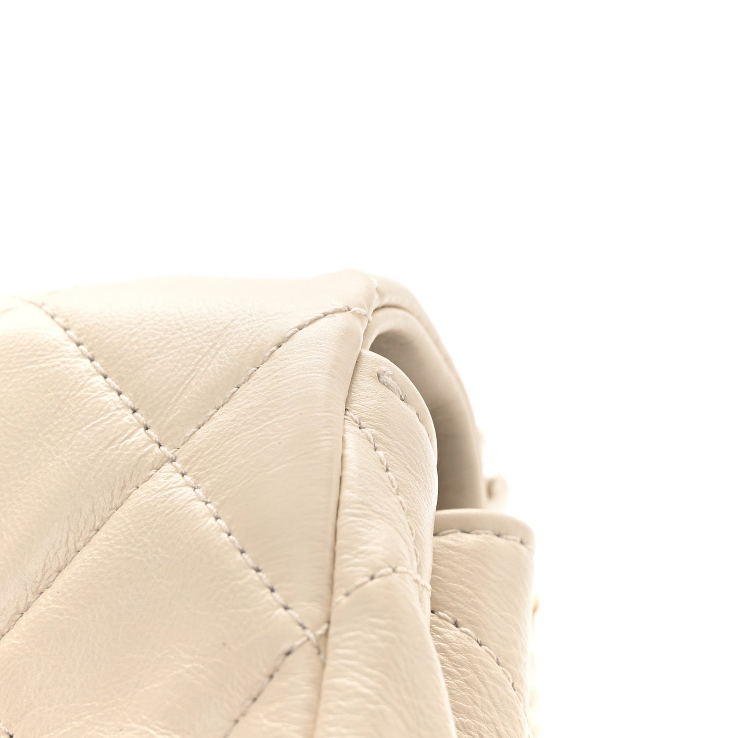 Calfskin Quilted Mini Crystal Pearls Rectangular Flap White