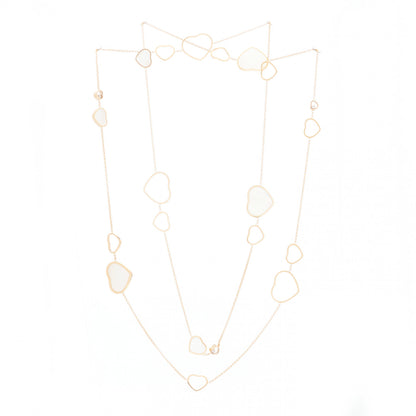 Chopard 18K Rose Gold Diamond Mother of Pearl Happy Hearts Sautoir Necklace 3 of 4