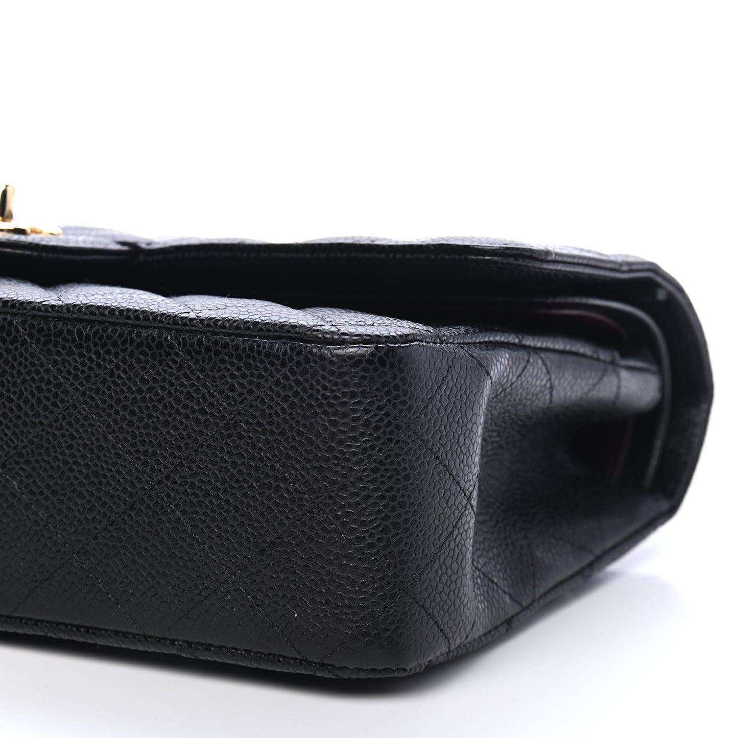 Caviar Quilted Medium Double Flap Black