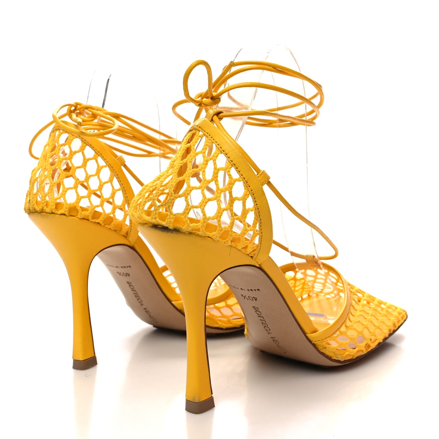 Bottega Veneta Mesh Nappa Stretch Ankle Tie Sandals 40.5 Egg Yolk 4 of 7