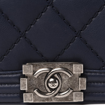Chanel Calfskin Double Stitch Large Boy Flap Navy Blue 11 of 11