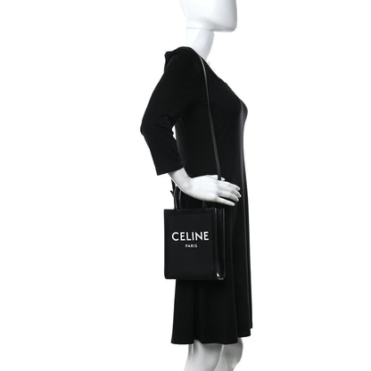 Celine Canvas Calfskin Mini Vertical Cabas Black 2 of 8