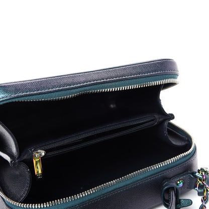 Chanel Iridescent Caviar Quilted Medium CC Filigree Vanity Case Dark Turquoise 5 of 10
