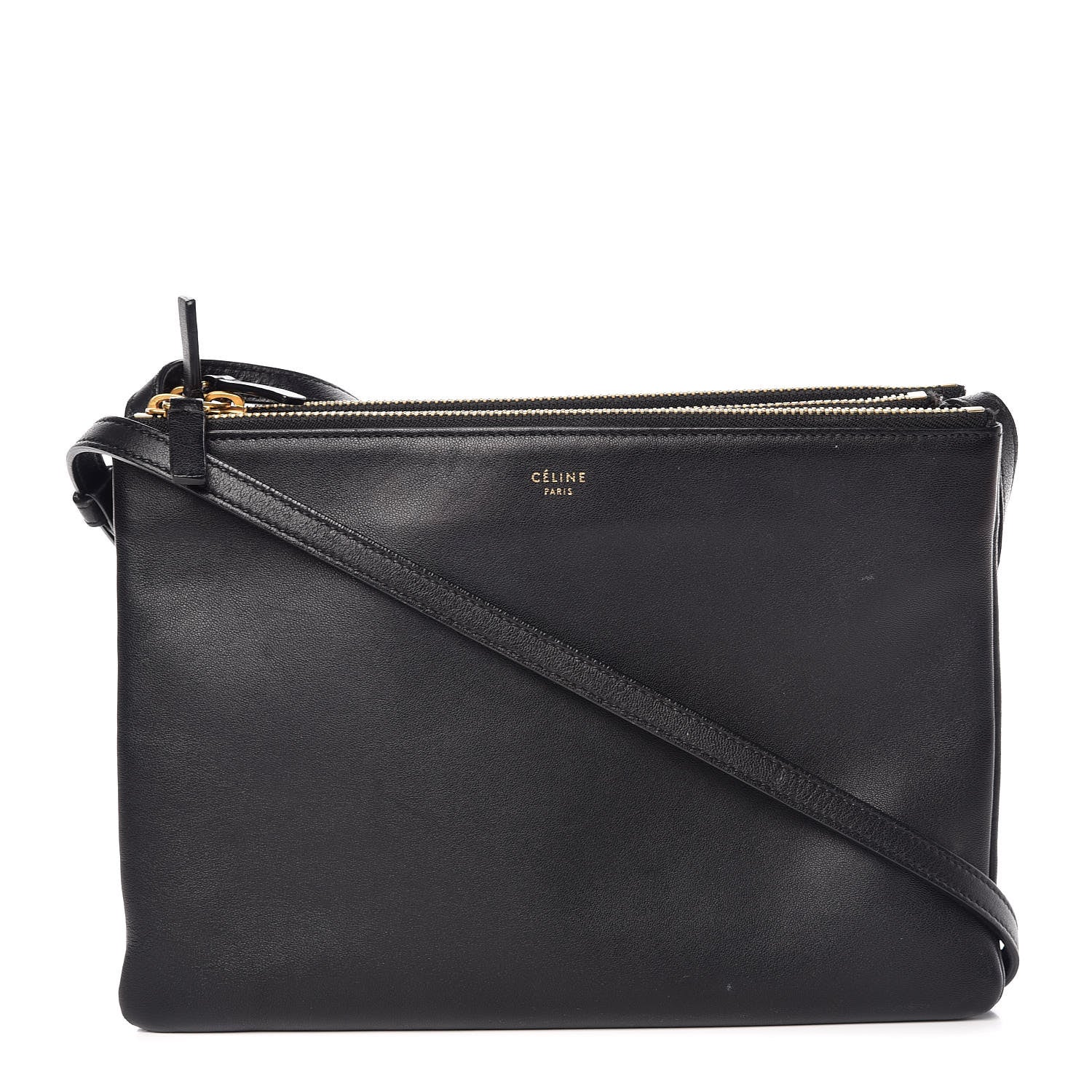 Celine Lambskin Large Trio Crossbody Bag Black 1 of 14