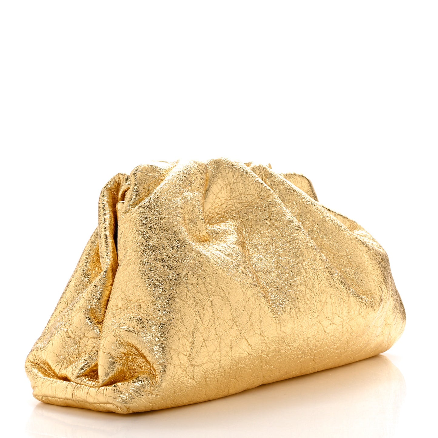 Metallic Crinkled Lambskin The Pouch Oversized Clutch Oro