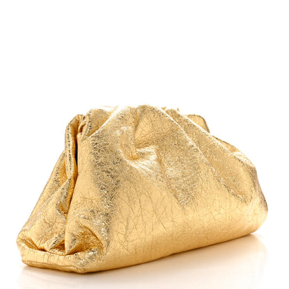 Bottega Veneta Metallic Crinkled Lambskin The Pouch Oversized Clutch Oro 3 of 7