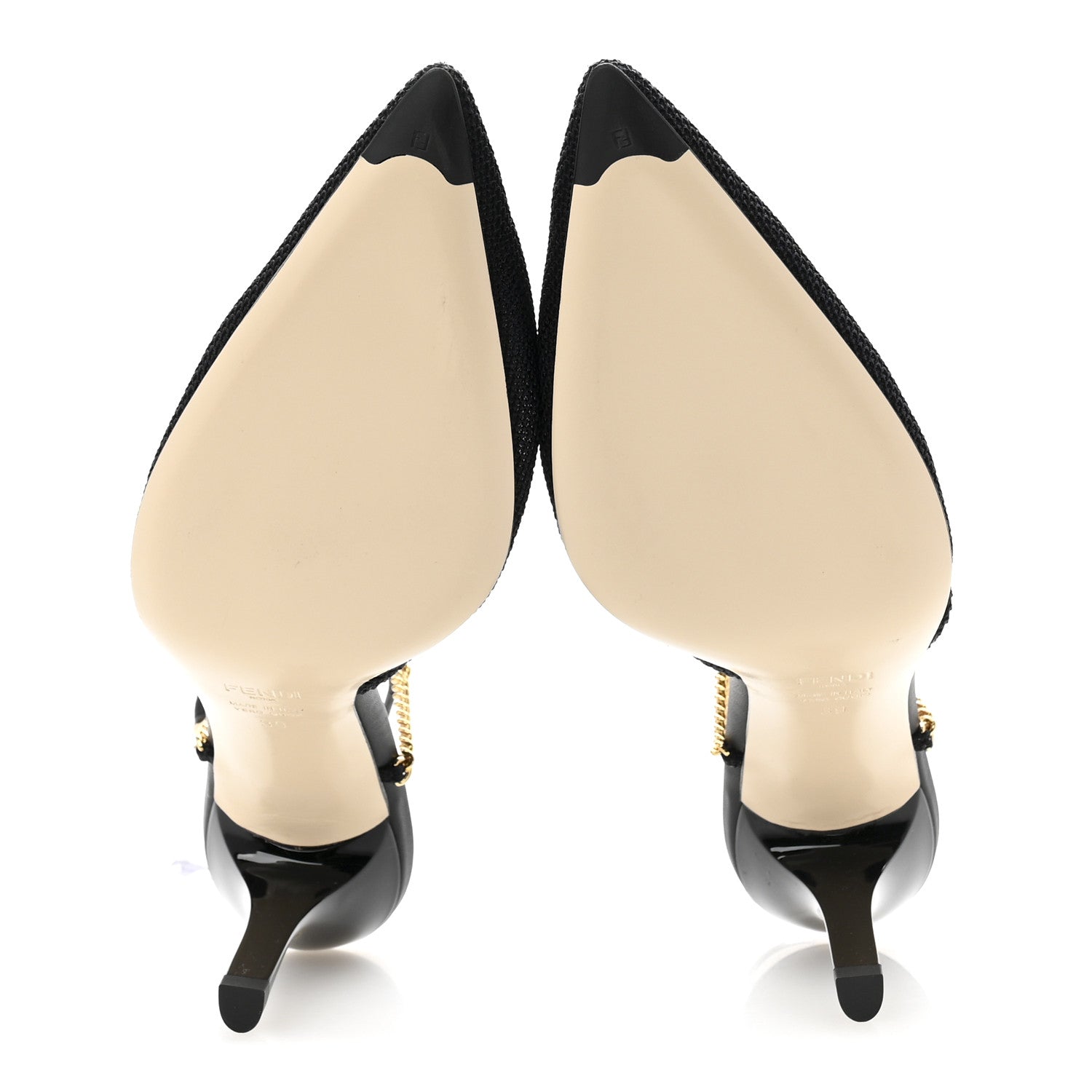 Fendi Mesh Chain 85mm Slingback Pumps 39 Black 6 of 8
