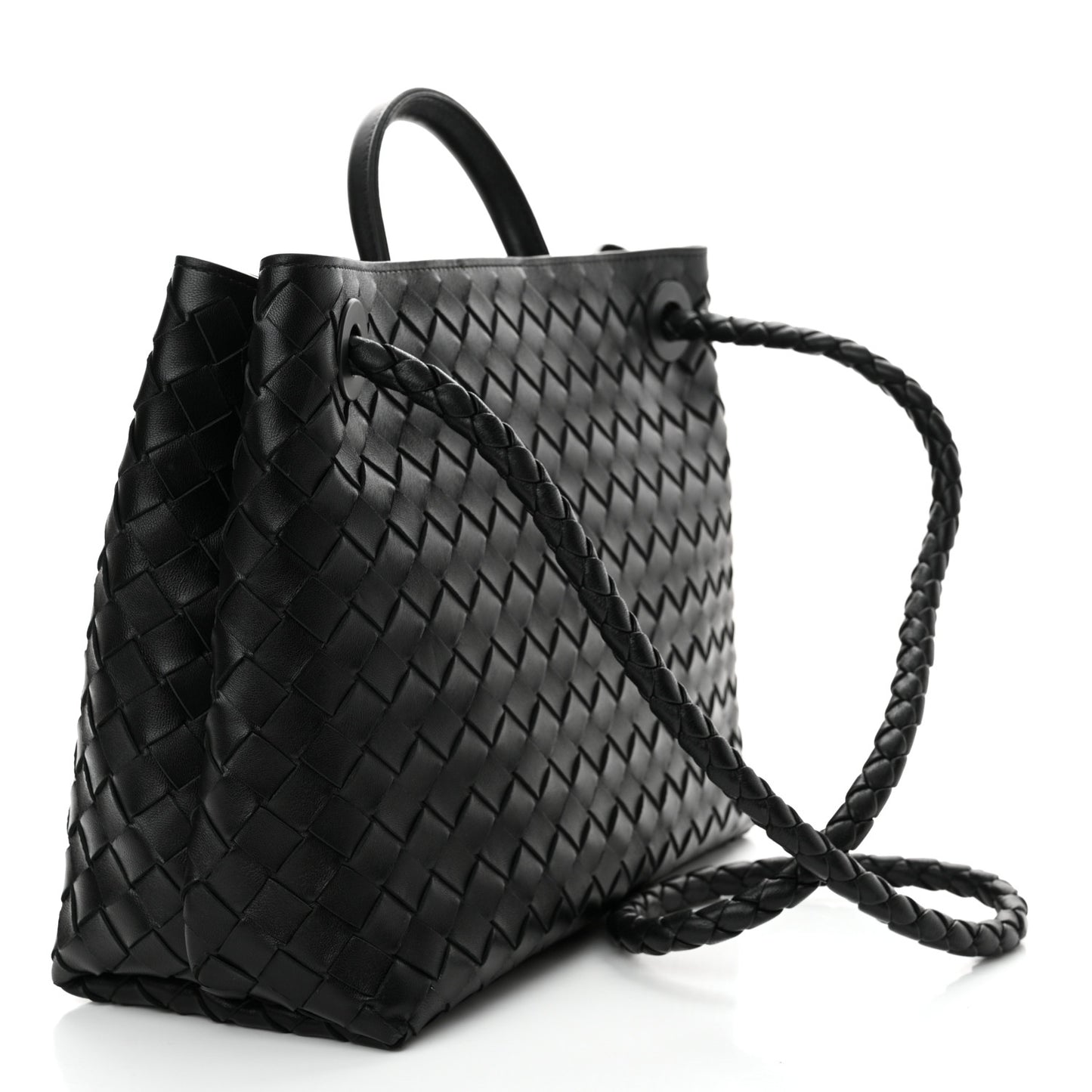 Nappa Intrecciato Medium Andiamo Shoulder Bag Black
