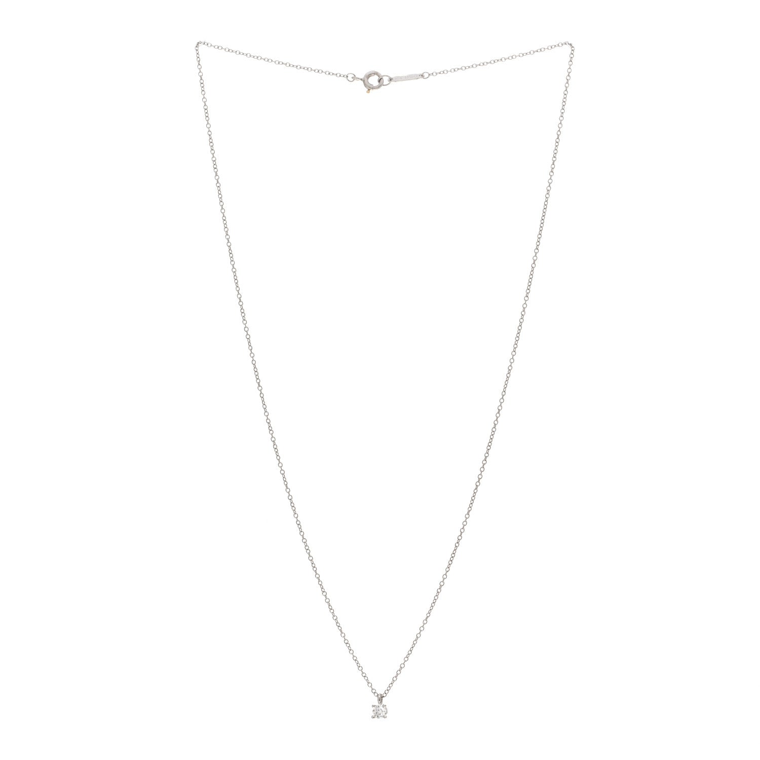 Tiffany Platinum Diamond .12ct Solitaire Pendant Necklace 3 of 4