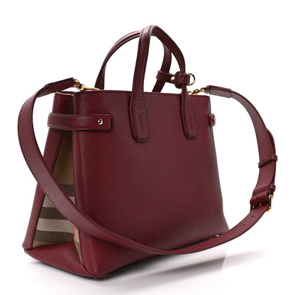 Burberry Derby Calfskin House Check Medium Banner Tote Crimson 3 of 12