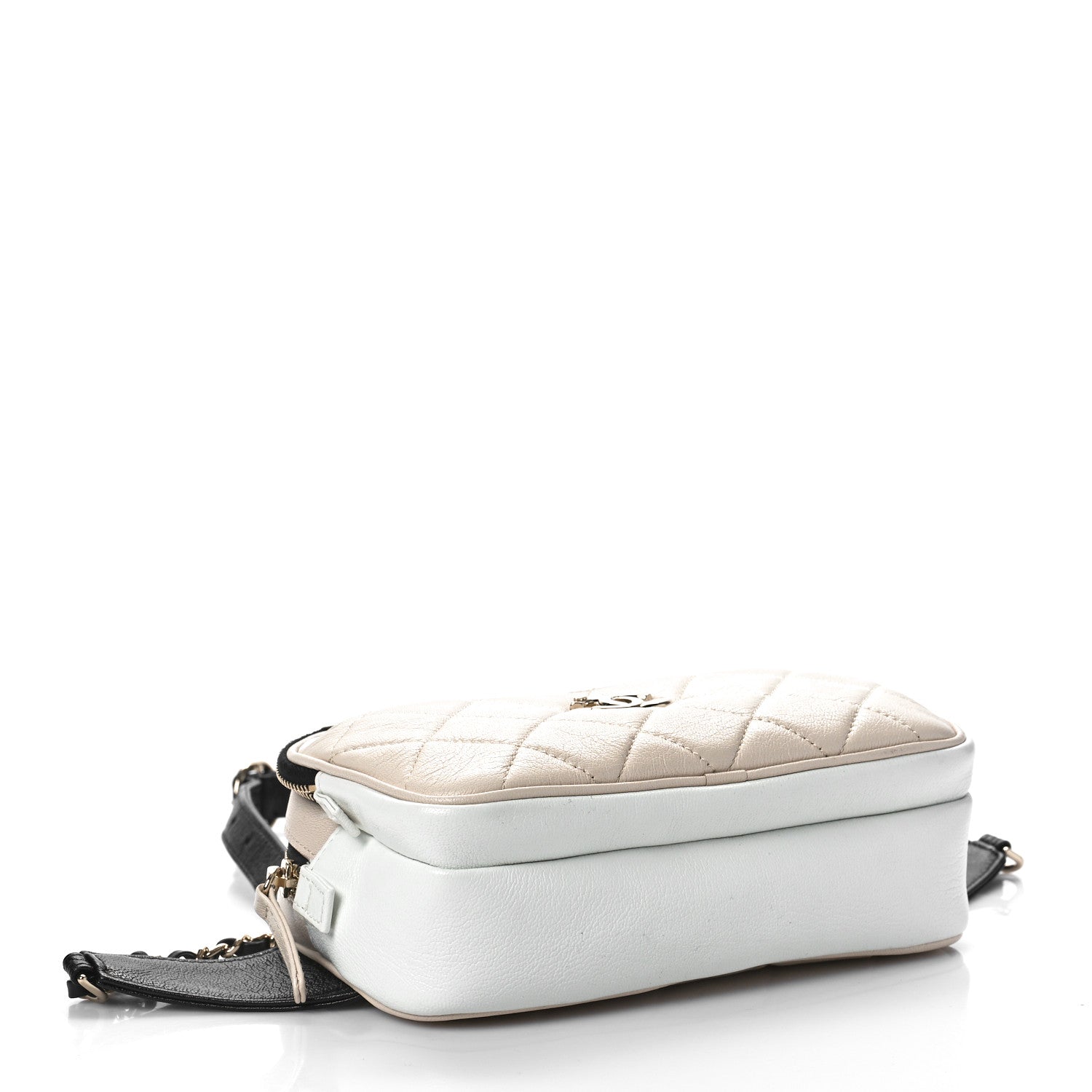 Chanel Goatskin Quilted Waist Bag Beige White Black 5 of 11