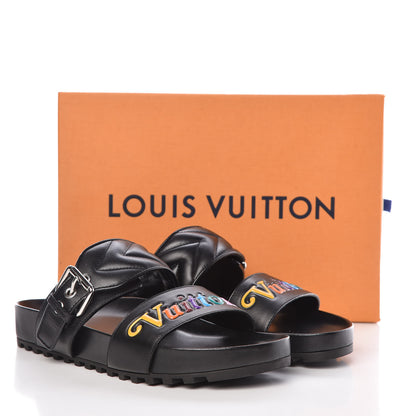 Louis Vuitton Calfskin New Wave Bom Dia Mule Sandals 37.5 Black 8 of 8