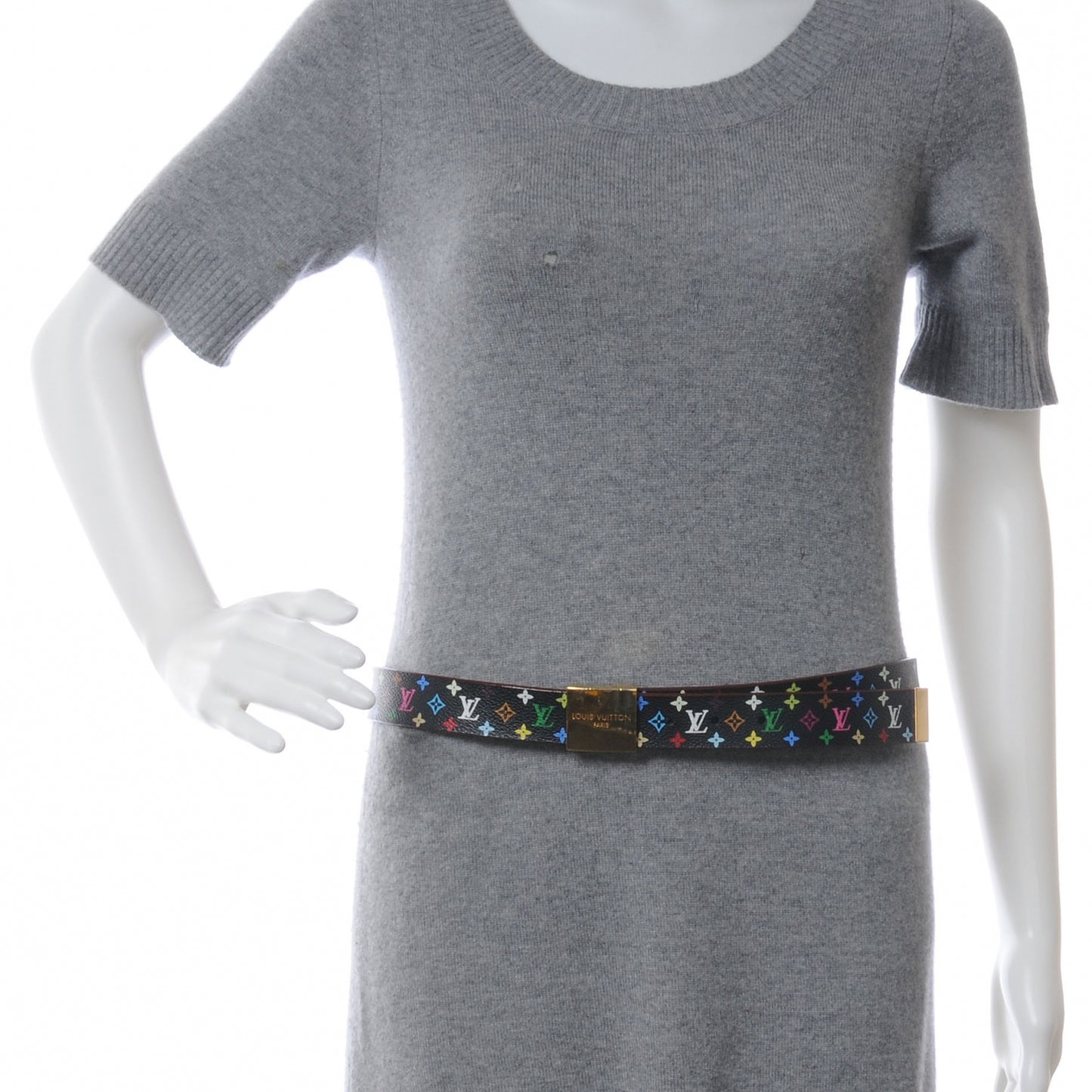 Monogram Multicolor Belt Black w Gold 90 36