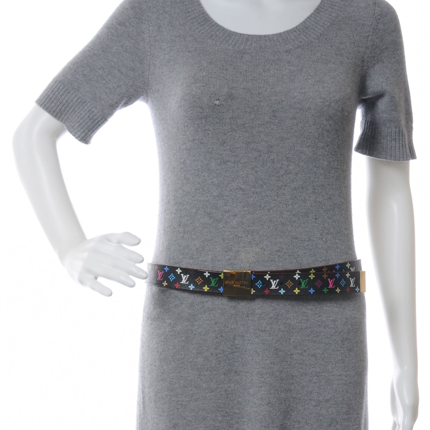 Louis Vuitton Monogram Multicolor Belt Black w Gold 90 36 2 of 7