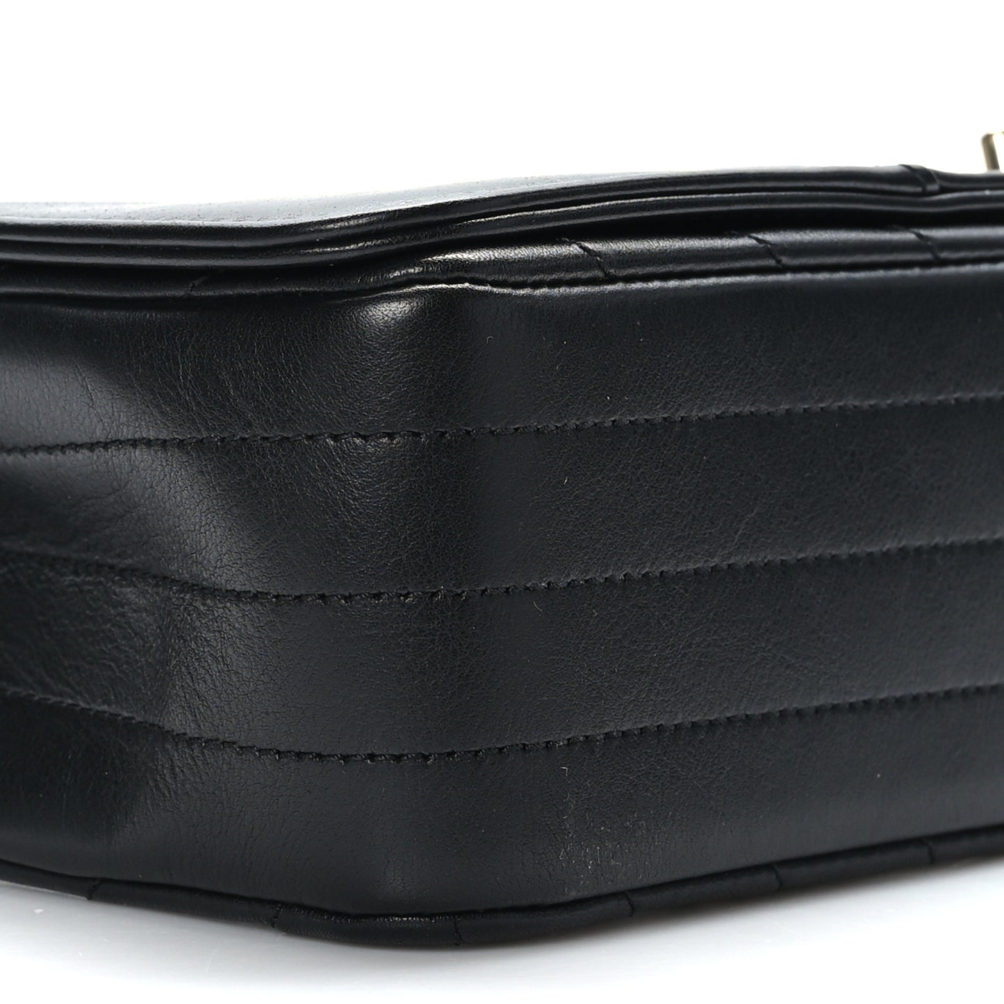 Calfskin Chevron Quilted Large Statement Flap Black