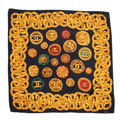 Chanel Silk CC Chain Square Scarf Black 1 of 3