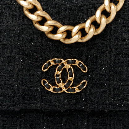 Chanel Tweed Quilted Chanel 19 Wallet On Chain WOC Black 9 of 11
