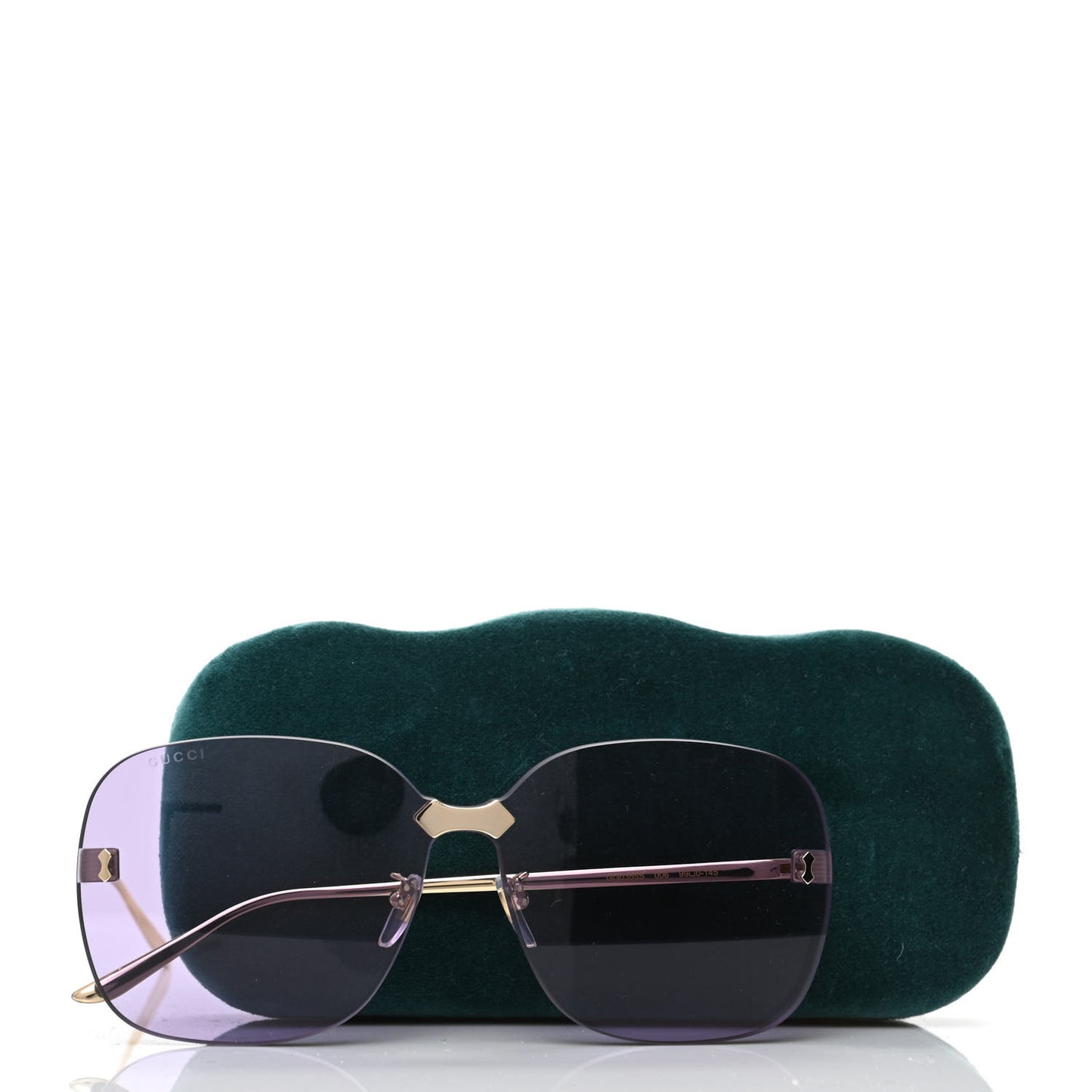 Acetate Metal Rimless Sunglasses GG0355S Gold Purple