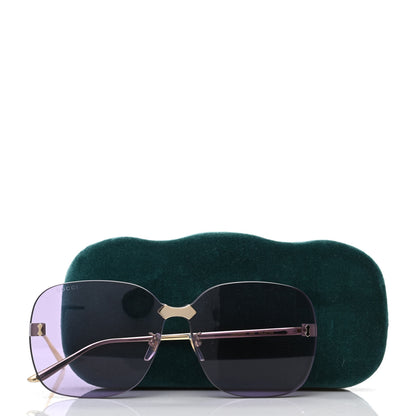 Gucci Acetate Metal Rimless Sunglasses GG0355S Gold Purple 8 of 8