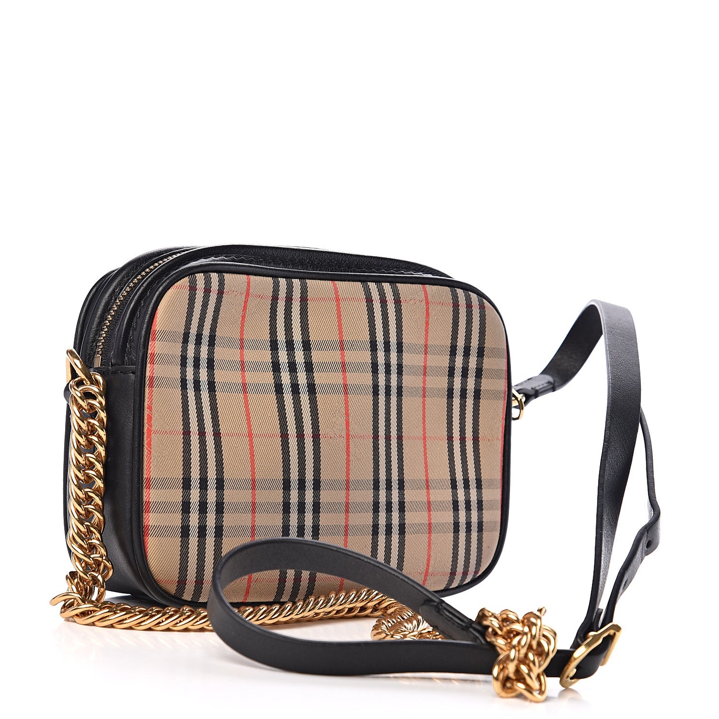 1983 Knight Check Smooth Calfskin Link Camera Bag Black