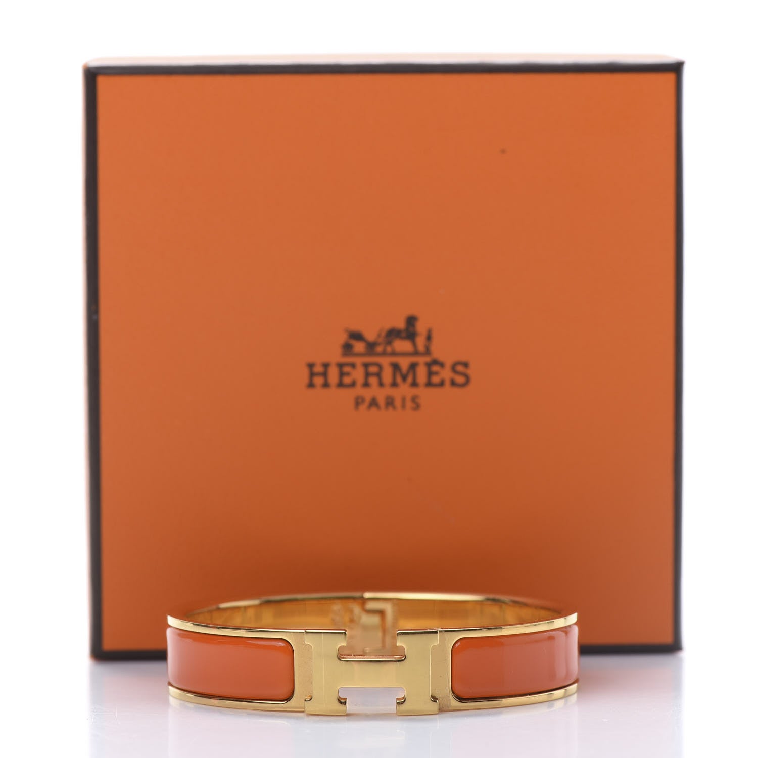 Hermes Enamel Narrow Clic Clac H Bracelet PM Orange 6 of 6