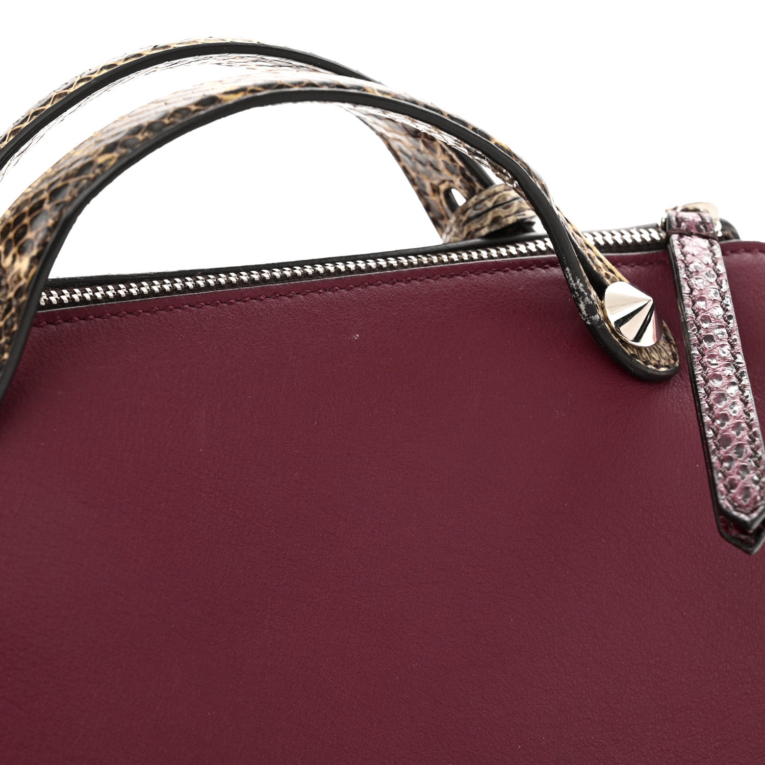 Fendi Vitello Dolce Elaphe Medium By The Way Boston Bag Black Cherry Multicolor 12 of 12