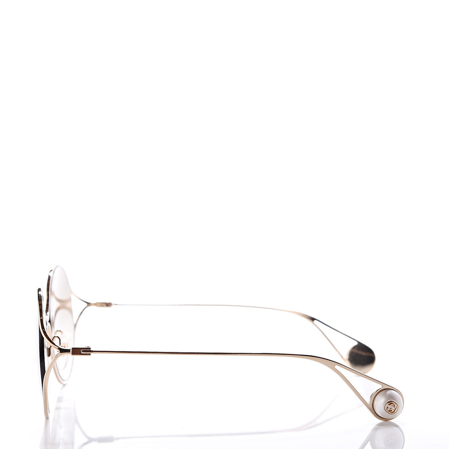Gucci Round Pearl Tip Sunglasses GG0253S Gold 3 of 8