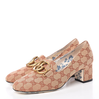 Gucci Monogram GG Victoire 55mm Loafer Pumps 38.5 Beige Ruggine 3 of 9
