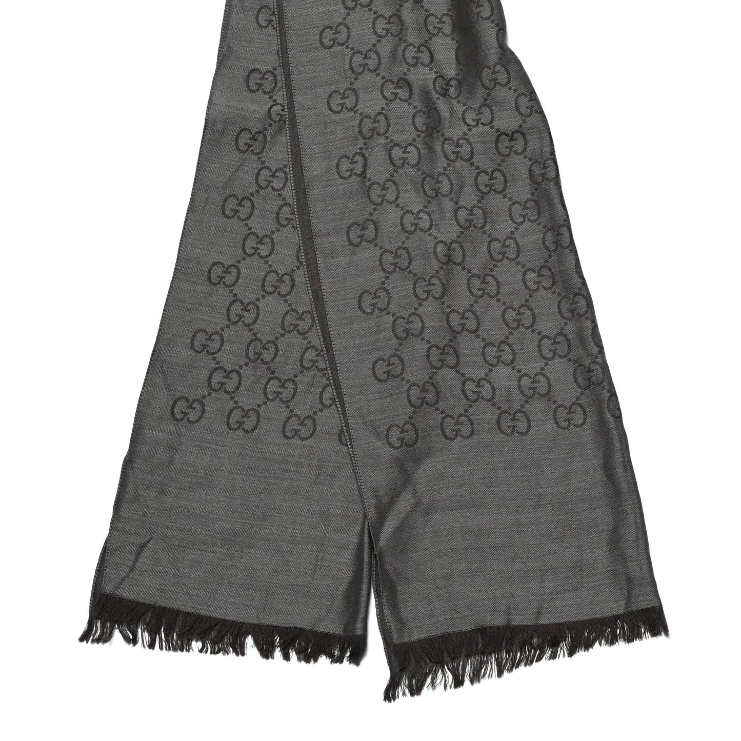 Wool Silk GG Monogram GGNat Scarf Anthracite