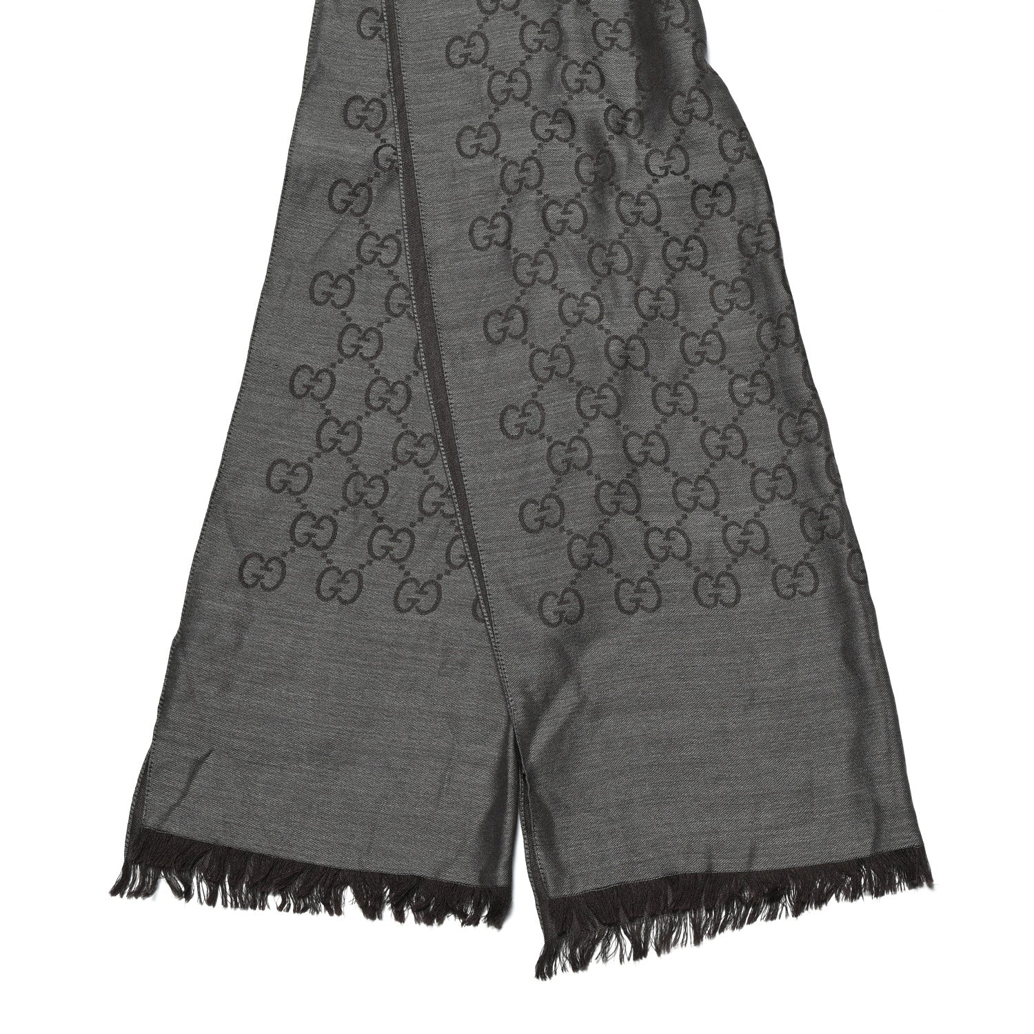 Gucci Wool Silk GG Monogram GGNat Scarf Anthracite 2 of 4