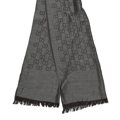 Gucci Wool Silk GG Monogram GGNat Scarf Anthracite 2 of 4