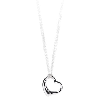 Tiffany Sterling Silver 36mm Elsa Perretti Open Heart Mesh Necklace 1 of 8