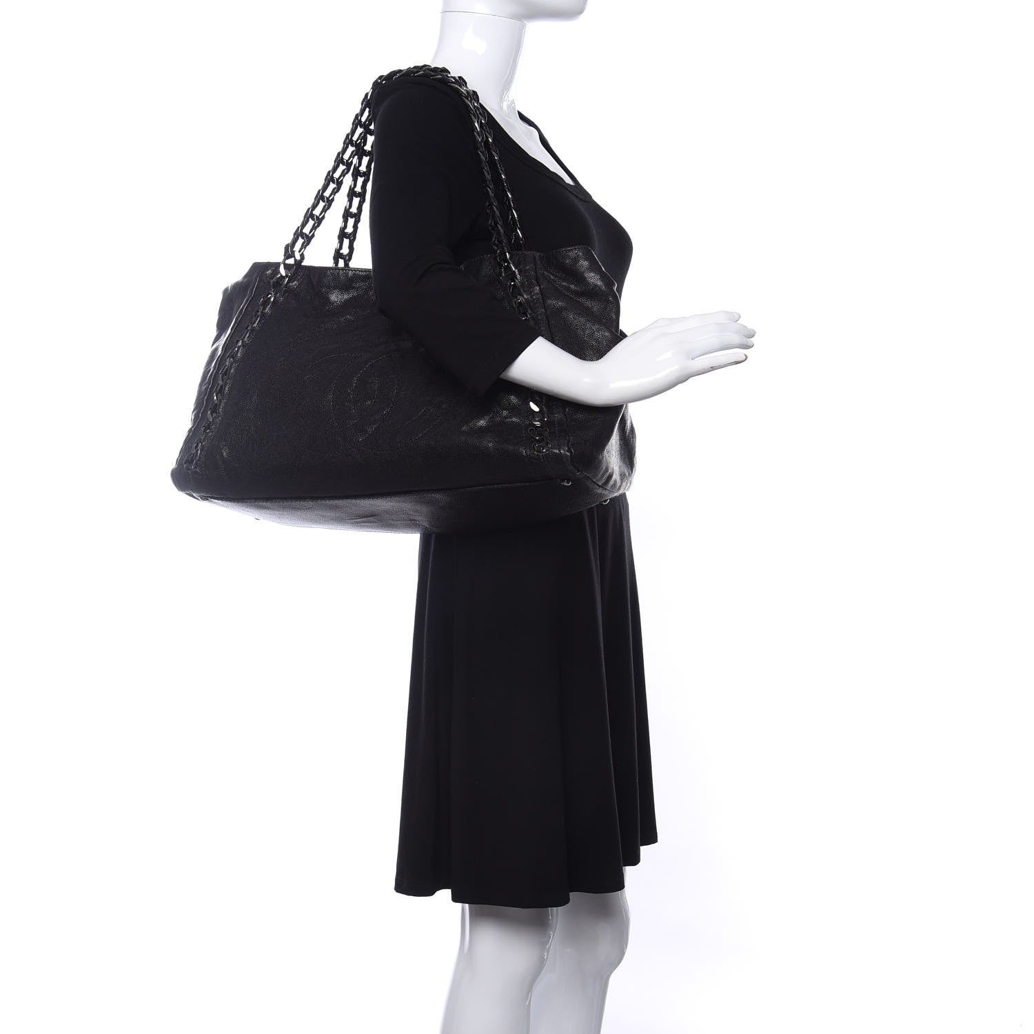 Chanel Glazed Caviar East West Modern Chain Tote Black 2 of 16