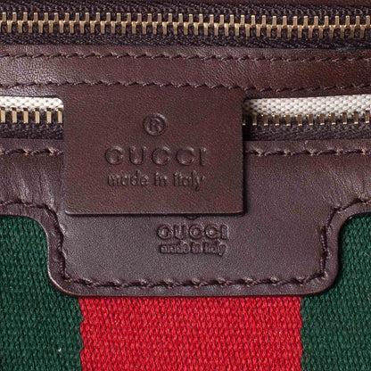 Gucci Monogram Selleria Calfskin Vintage Web Medium Boston Beige Ebony Cocoa 7 of 9
