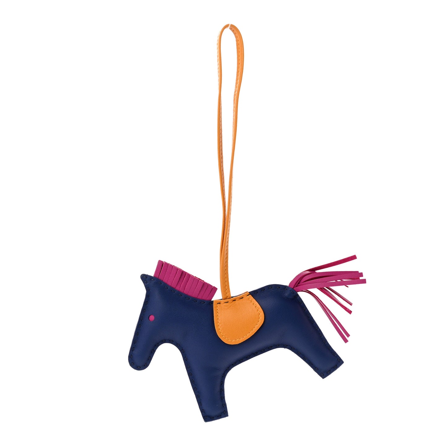 Milo Lambskin Grigri Rodeo Horse Bag Charm MM Bleu Saphir Rose Pourpre Naturel Bouton D'Or