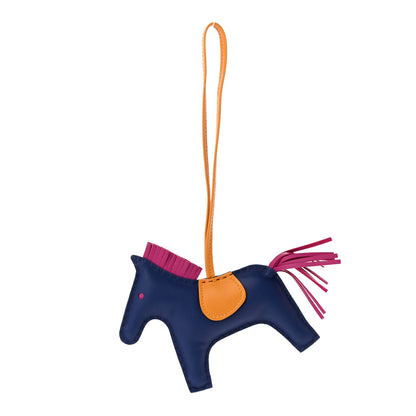 Hermes Milo Lambskin Grigri Rodeo Horse Bag Charm MM Bleu Saphir Rose Pourpre Naturel Bouton D'Or 1 of 6