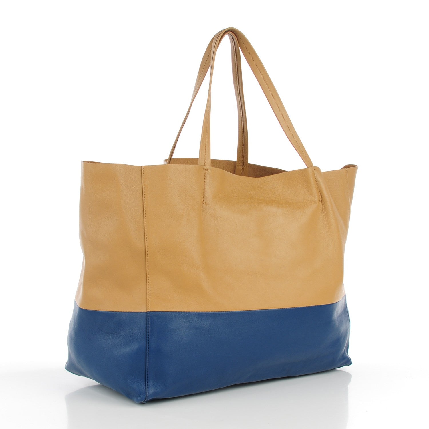 Celine Lambskin Horizontal Bi-Cabas Blue Camel 3 of 8